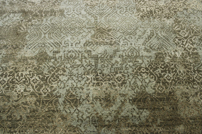 Transitional Abstract Broken Design Wool/silk Hand Knotted Rug 8x10 -w2006