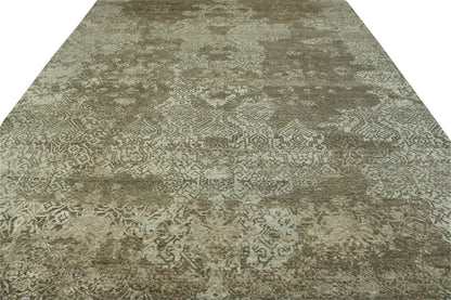 Transitional Abstract Broken Design Wool/silk Hand Knotted Rug 8x10 -w2006