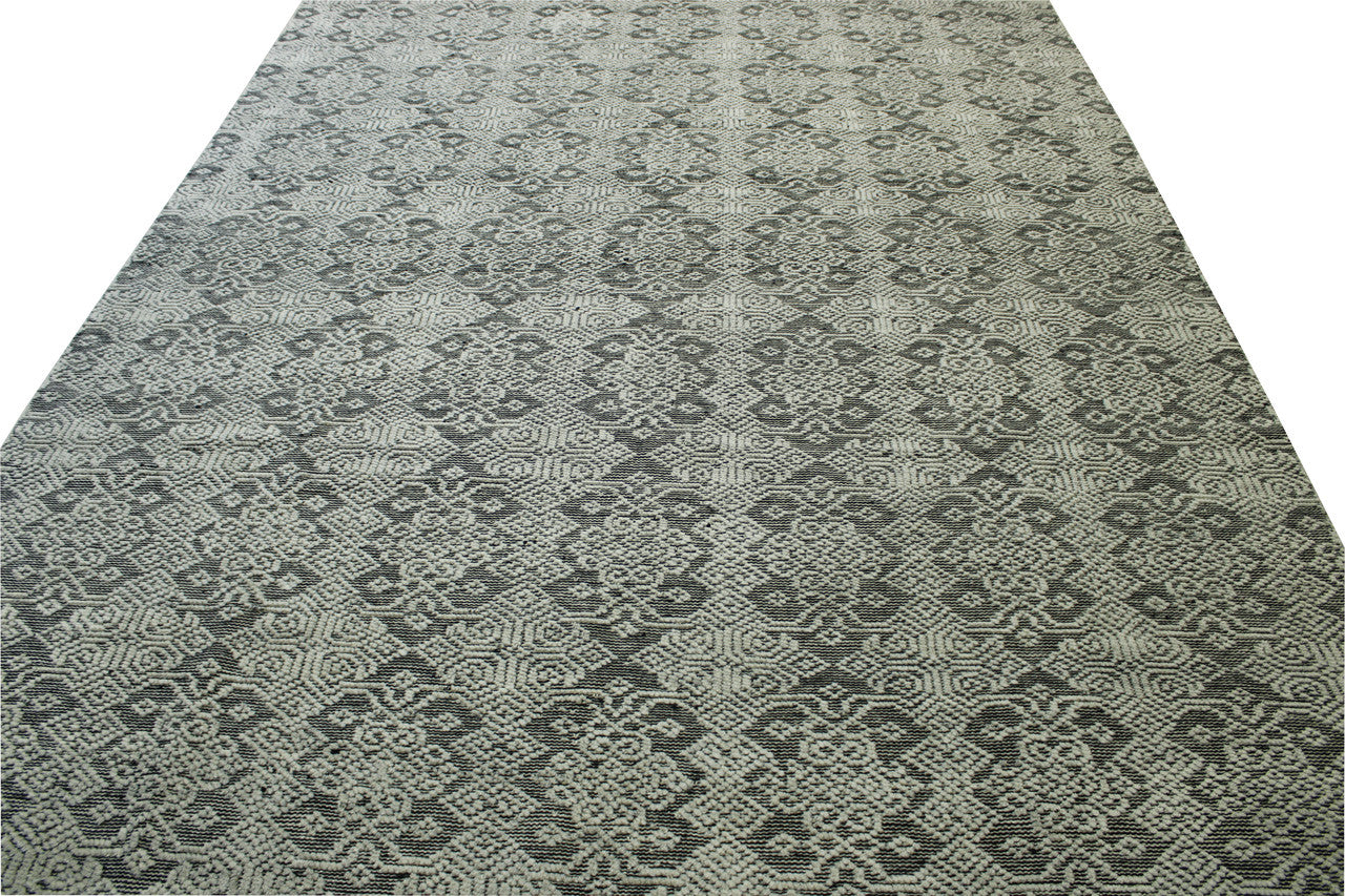 Transitional Flatweave Cutpile Wool Hand Knotted Rug 8x10 -w2270