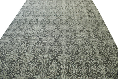 Transitional Flatweave Cutpile Wool Hand Knotted Rug 8x10 -w2270