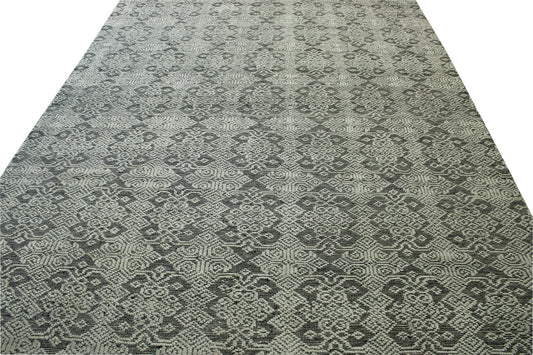 Transitional Flatweave Cutpile Wool Hand Knotted Rug 8x10 -w2270