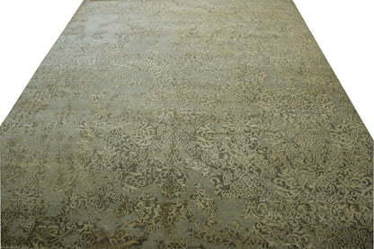 Tansitional Abstract Broken Design Wool/silk Hand Knotted Rug 8x10 -w2014