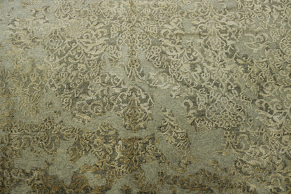 Tansitional Abstract Broken Design Wool/silk Hand Knotted Rug 8x10 -w2014