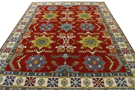 Tribal Super Kazak Wool Hand Knotted Rug 8x10 -b-103