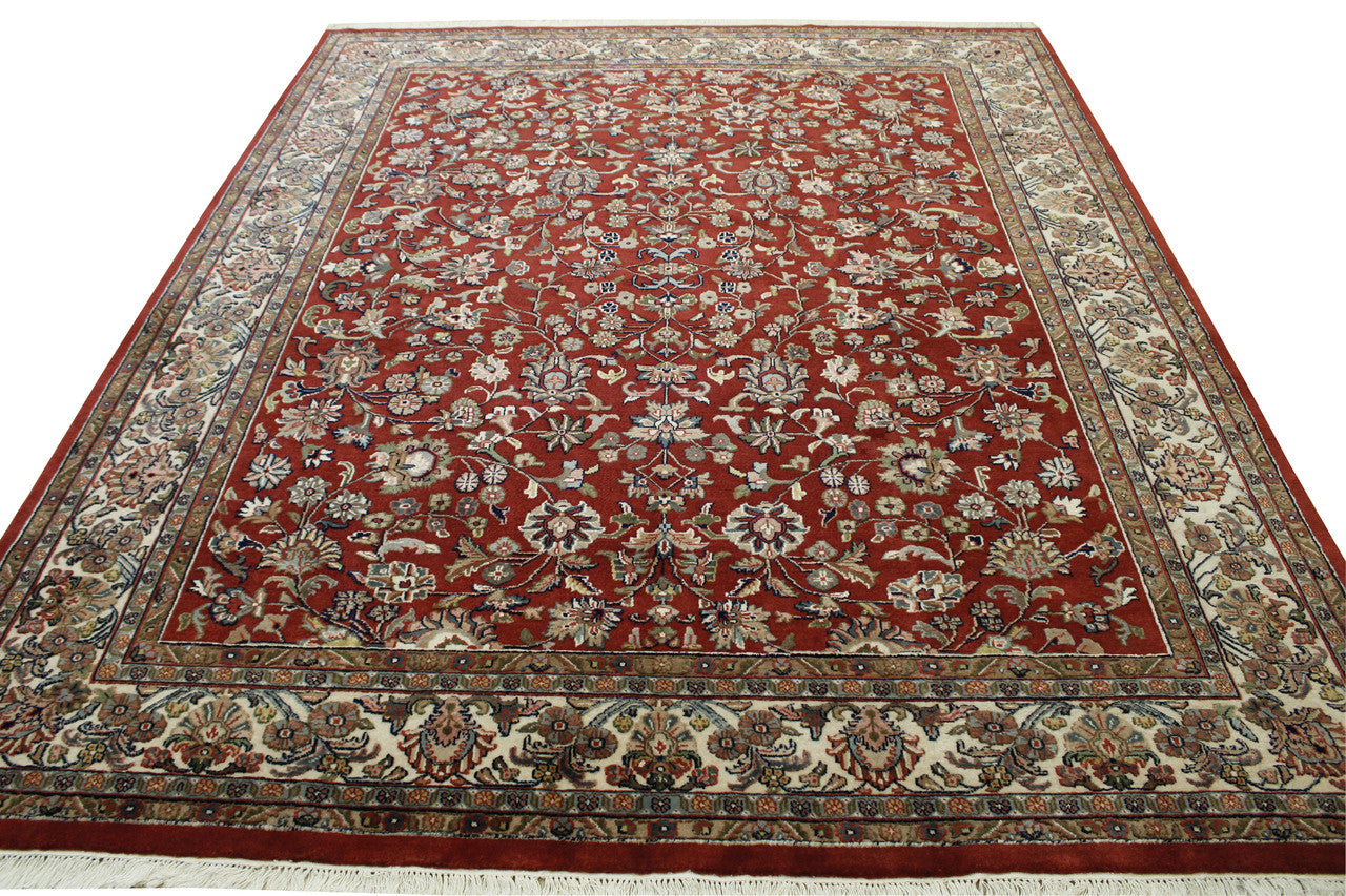 Traditional Mashad Design Wool Hand Knotted Rug 8x10 -w2276