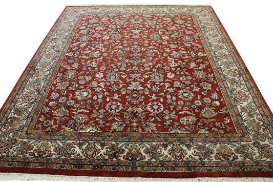 Traditional Mashad Design Wool Hand Knotted Rug 8x10 -w2276