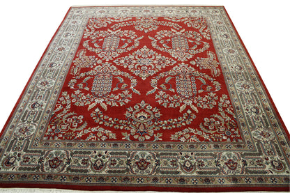 Traditional Sharokh Design Wool Hand Knotted Rug 8x10 -w2271