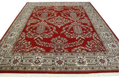 Traditional Sharokh Design Wool Hand Knotted Rug 8x10 -w2271
