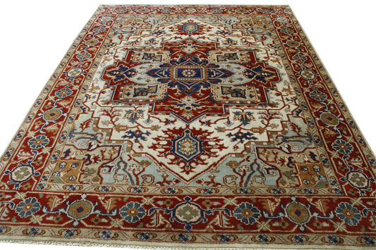 Tribal Heriz Wool Hand Knotted Rug 8x10 -w20261