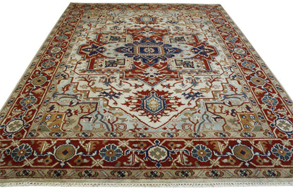 Tribal Heriz Wool Hand Knotted Rug 8x10 -w20261