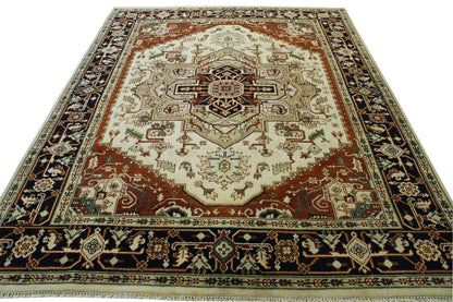 Tribal Heriz Wool Hand Knotted Rug 8x10 -w20259
