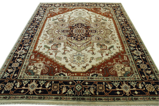 Tribal Heriz Wool Hand Knotted Rug 8x10 -w20259