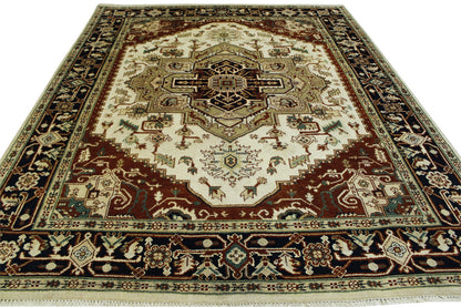 Tribal Heriz Wool Hand Knotted Rug 8x10 -w20259