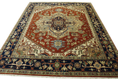 Tribal Heriz Wool Hand Knotted Rug 8x10 -w20111