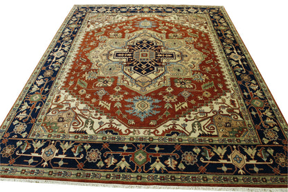 Tribal Heriz Wool Hand Knotted Rug 8x10 -w20111