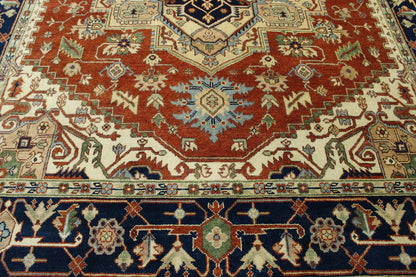 Tribal Heriz Wool Hand Knotted Rug 8x10 -w20111