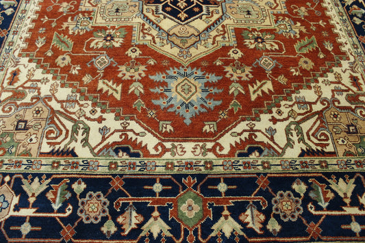 Tribal Heriz Wool Hand Knotted Rug 8x10 -w20111