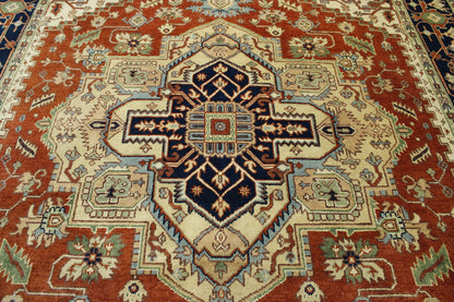 Tribal Heriz Wool Hand Knotted Rug 8x10 -w20111