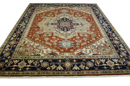Tribal Heriz Wool Hand Knotted Rug 8x10 -w20111