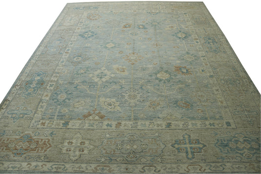 Oushak White wash Chobie Wool Hand knotted Rug 9.0x12.0 - w5062