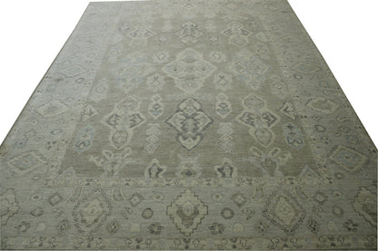 Oushak White wash Chobie Wool Hand knotted Rug 9.0x12.0 - w5063