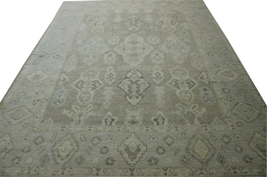 Oushak White wash Chobie Wool Hand knotted Rug 9.0x12.0 - w5063
