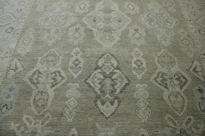 Oushak White wash Chobie Wool Hand knotted Rug 9.0x12.0 - w5063