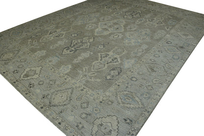 Oushak White wash Chobie Wool Hand knotted Rug 9.0x12.0 - w5063