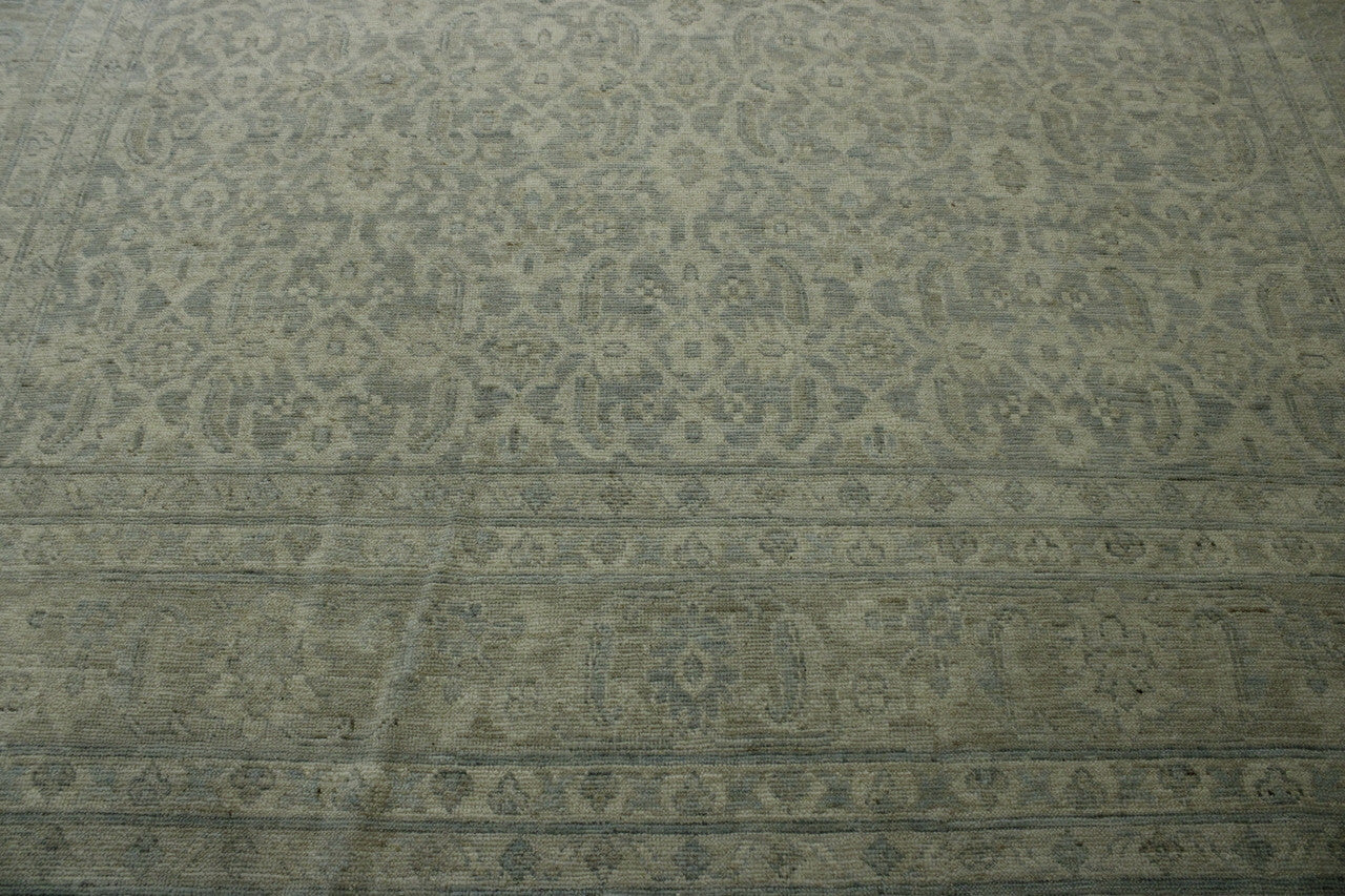 Oushak White wash Chobie Wool Hand knotted Rug 9.0x12.0 - w5064