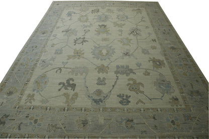 Oushak White wash Chobie Wool Hand knotted Rug 9.0x12.0 - w5065