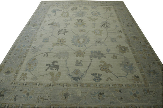 Oushak White wash Chobie Wool Hand knotted Rug 9.0x12.0 - w5065