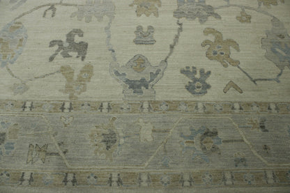 Oushak White wash Chobie Wool Hand knotted Rug 9.0x12.0 - w5065