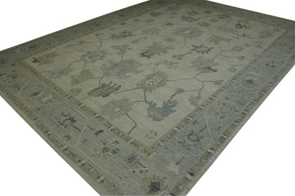 Oushak White wash Chobie Wool Hand knotted Rug 9.0x12.0 - w5065