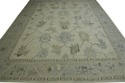 Oushak White wash Chobie Wool Hand knotted Rug 9.0x12.0 - w5065