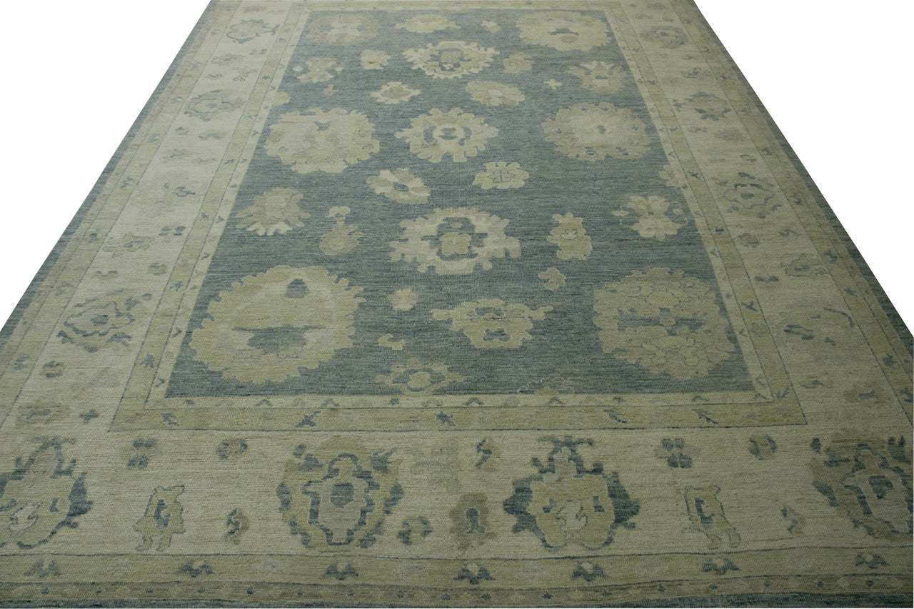 Oushak White wash Chobie Wool Hand knotted Rug 9.0x12.0 - w5067