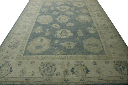Oushak White wash Chobie Wool Hand knotted Rug 9.0x12.0 - w5067