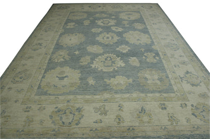 Oushak White wash Chobie Wool Hand knotted Rug 9.0x12.0 - w5067