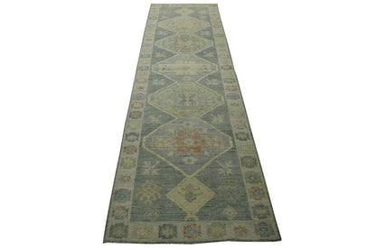 Oushak White wash Chobie Wool Hand Knotted Rug 3.0x11.4 -w5073