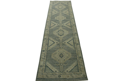 Oushak White wash Chobie Wool Hand Knotted Rug 2.5x9.4 -w5074