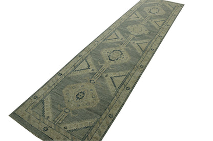 Oushak White wash Chobie Wool Hand Knotted Rug 2.5x9.4 -w5074