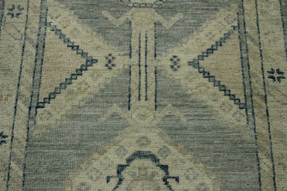 Oushak White wash Chobie Wool Hand Knotted Rug 2.5x9.4 -w5074