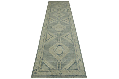 Oushak White wash Chobie Wool Hand Knotted Rug 2.5x9.4 -w5074
