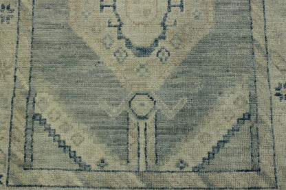 Oushak White wash Chobie Wool Hand Knotted Rug 2.5x9.4 -w5074