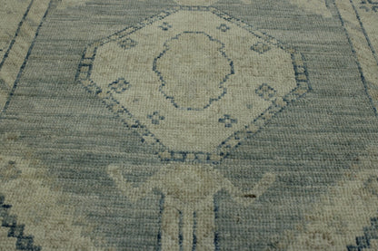 Oushak White wash Chobie Wool Hand Knotted Rug 2.5x9.4 -w5074