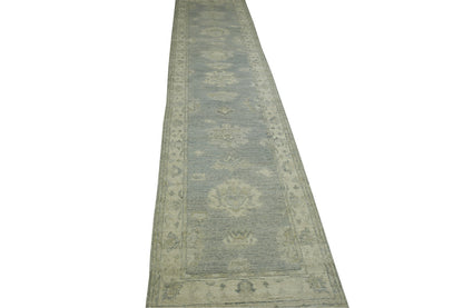 Oushak White wash Chobie Wool Hand Knotted Rug 2.6x14.0 -w5076