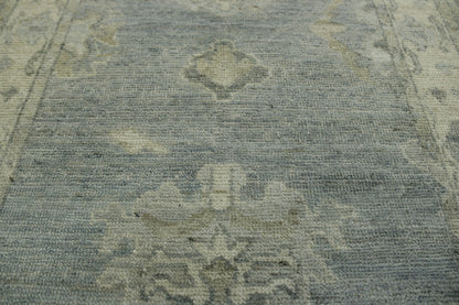 Oushak White wash Chobie Wool Hand Knotted Rug 2.6x14.0 -w5076