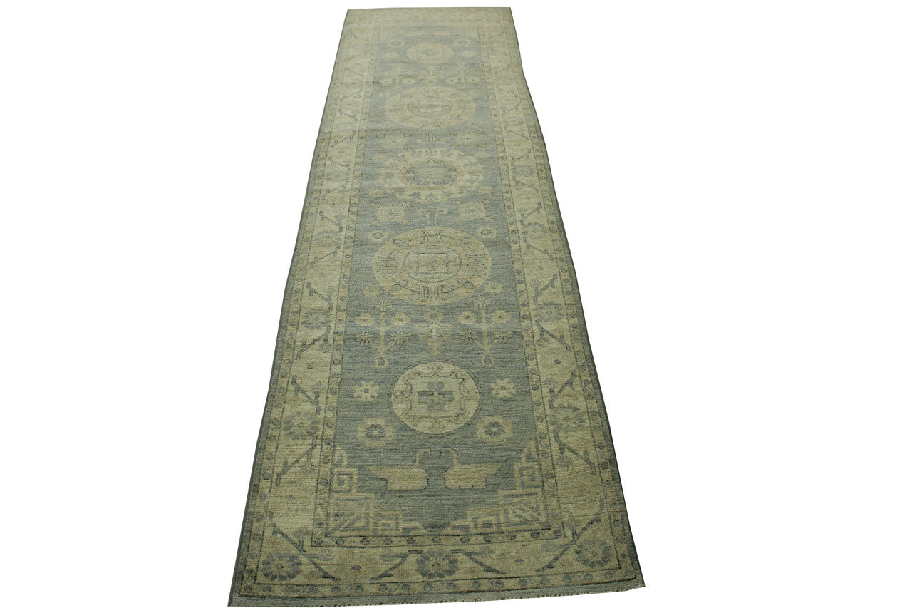 Oushak White wash Chobie Wool Hand Knotted Rug 2.9x10.3 -w5077