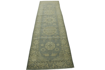Oushak White wash Chobie Wool Hand Knotted Rug 2.9x10.3 -w5077