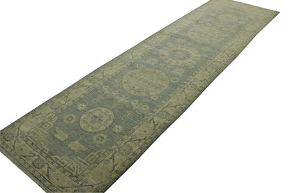 Oushak White wash Chobie Wool Hand Knotted Rug 2.9x10.3 -w5077