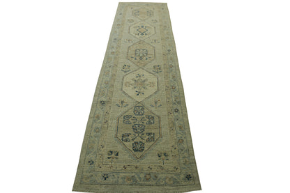 Oushak White wash Chobie Wool Hand Knotted Rug 2.8x11.0 -w5078